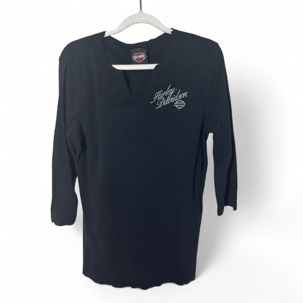 Harley Davidson Women's Shirt Size XL Black 3/4 Sleeve